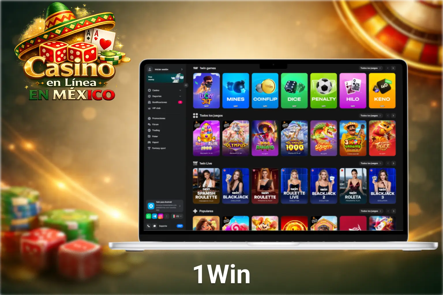 Plataforma de casino online en México 1Win con juegos de azar, tragamonedas populares y casino en vivo
