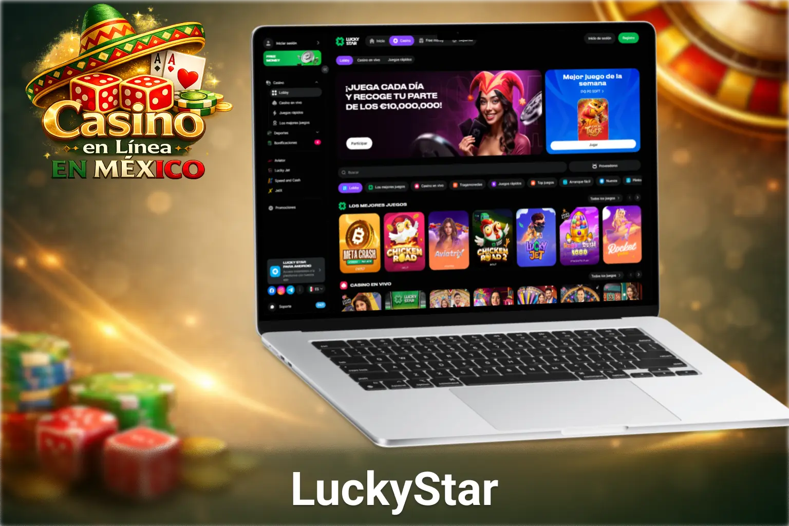 LuckyStar casino en línea en México con tragamonedas populares, juegos en vivo y diseño intuitivo